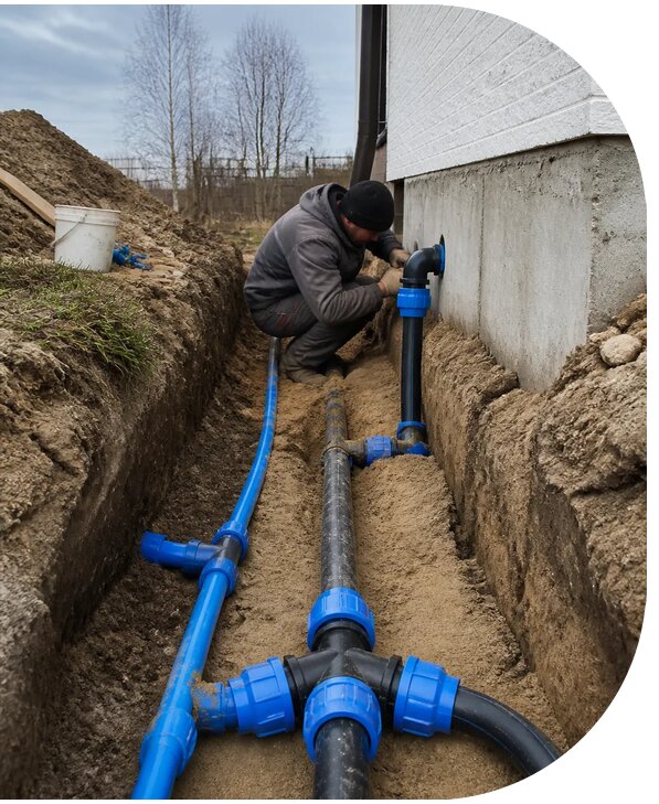 Монтаж наружного водопровода на участке под ключ в Саянске